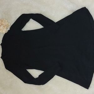 Mockneck black ribbed dress